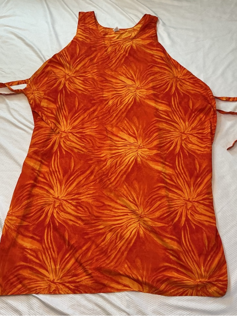 Women’s Orange Floral Tie-Dye Sleeveless Tunic